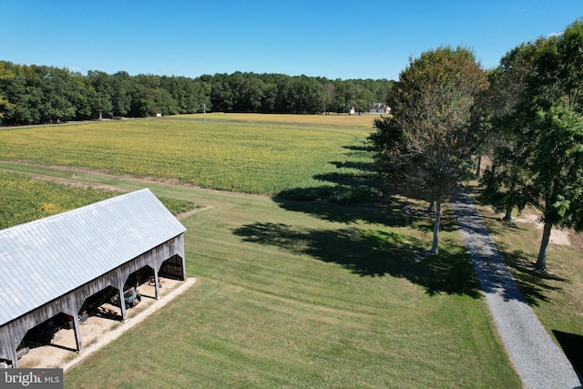 aerial view with a rural view