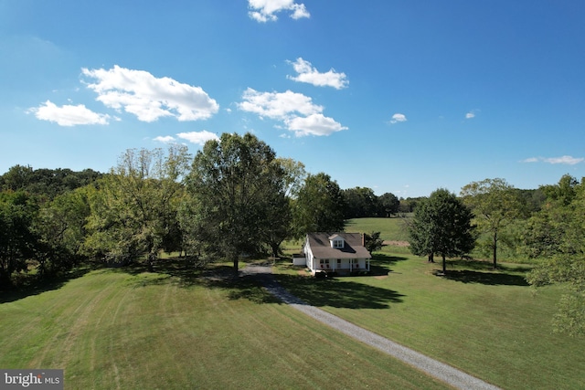 drone / aerial view with a rural view