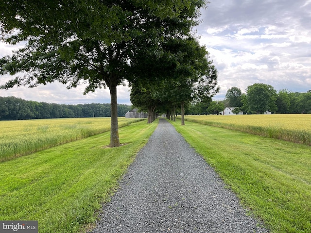 view of street with a rural view