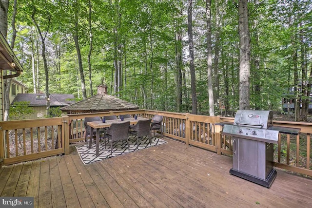 deck featuring grilling area