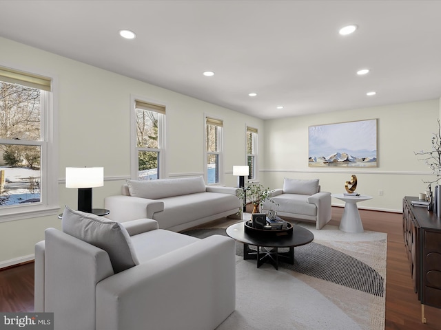 living room featuring dark hardwood / wood-style floors