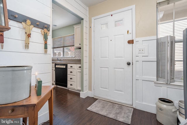 foyer entrance featuring dark hardwood / wood-style flooring