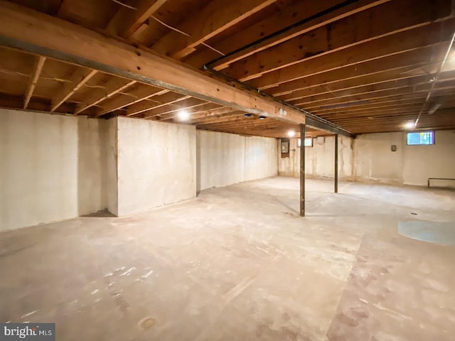 basement with electric panel