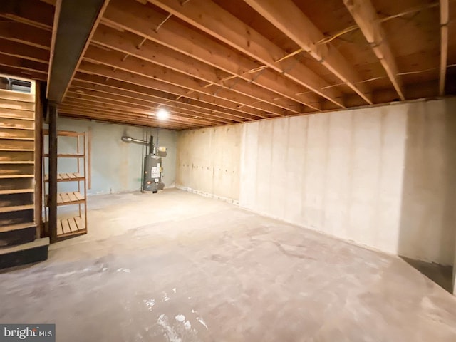 basement with gas water heater