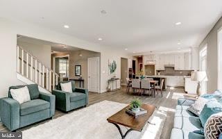 living room featuring light hardwood / wood-style floors