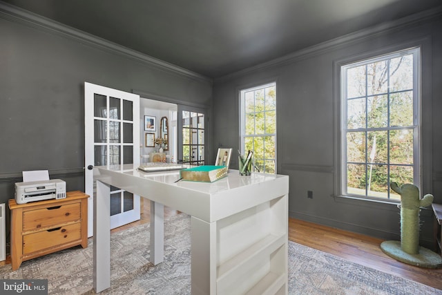 48 Old Creekside Rd, Fredericksburg, VA 22405 - office featuring baseboards, ornamental molding, and wood finished floors