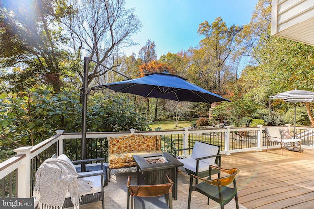 48 Old Creekside Rd, Fredericksburg, VA 22405 - wooden deck featuring an outdoor living space with a fire pit