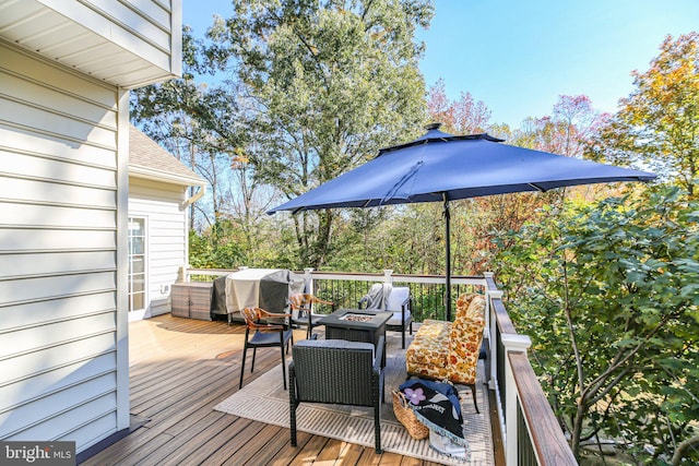 48 Old Creekside Rd, Fredericksburg, VA 22405 - wooden terrace with a fire pit