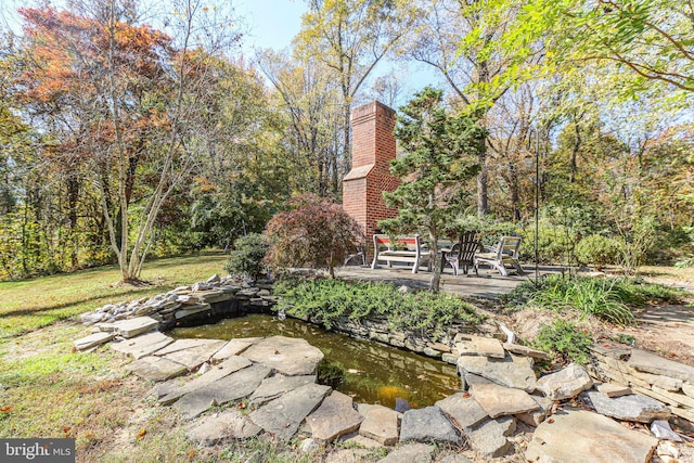 48 Old Creekside Rd, Fredericksburg, VA 22405 - view of yard featuring a small pond and a patio