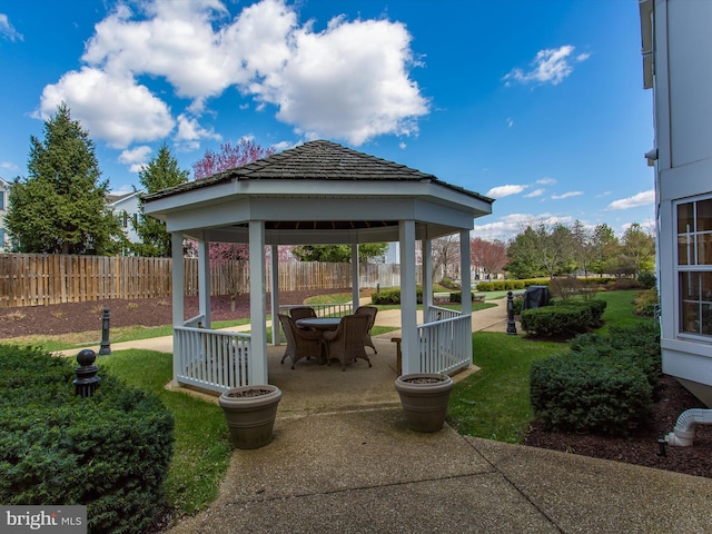 view of patio with a gazebo