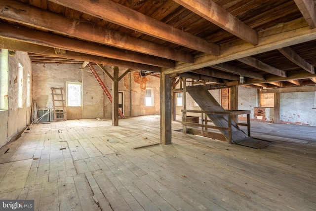 view of unfinished attic