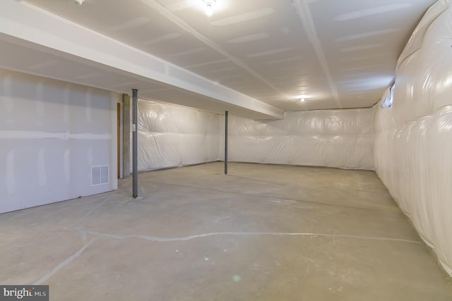 unfinished below grade area with visible vents