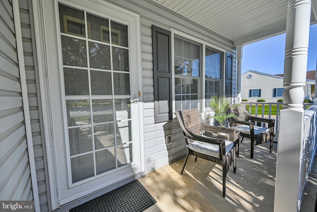 balcony featuring a porch