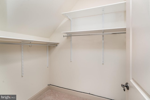 spacious closet featuring vaulted ceiling