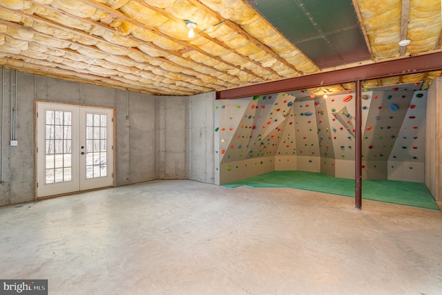 basement with french doors