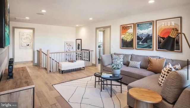 living room featuring light hardwood / wood-style floors