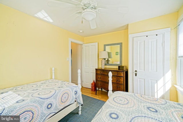 bedroom with a closet and ceiling fan