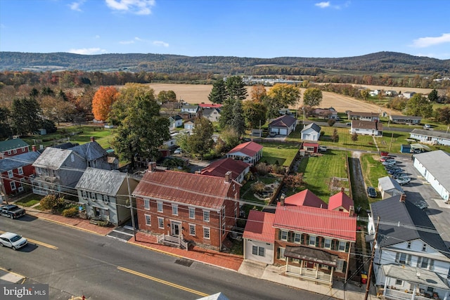 bird's eye view with a mountain view