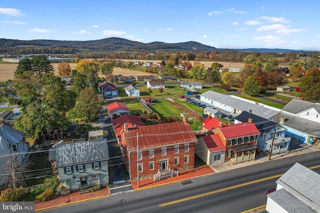 birds eye view of property featuring a mountain view