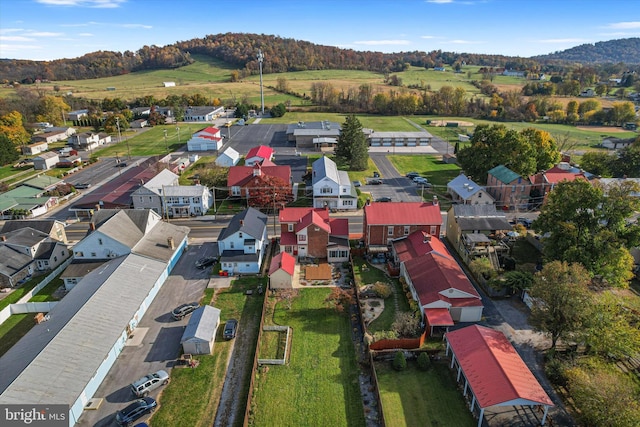 birds eye view of property with a mountain view