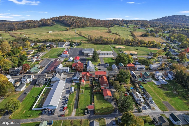 bird's eye view with a mountain view