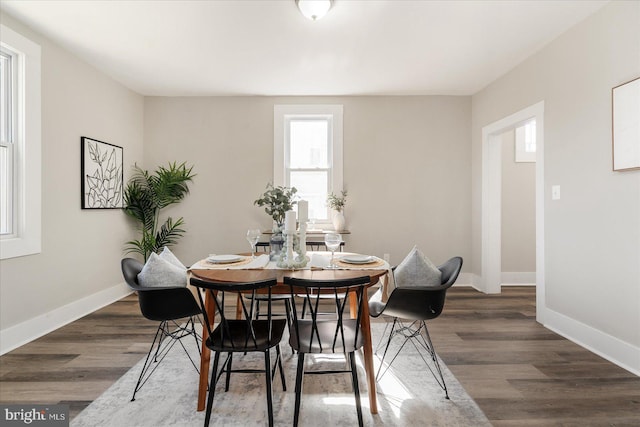 dining room with dark hardwood / wood-style floors