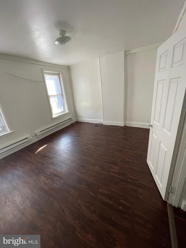 empty room with dark wood-type flooring