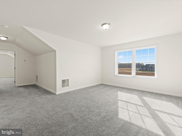 additional living space with carpet flooring and lofted ceiling