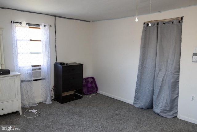 miscellaneous room featuring cooling unit and carpet flooring