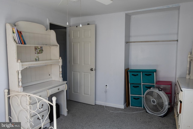 interior space featuring ceiling fan