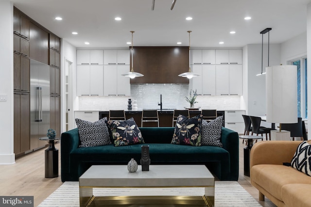 living room featuring light hardwood / wood-style floors