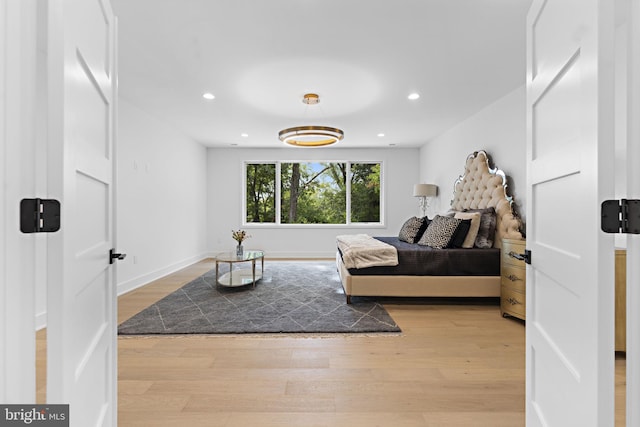 bedroom featuring light hardwood / wood-style floors