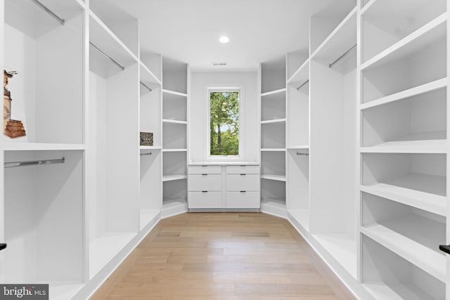 walk in closet featuring light hardwood / wood-style floors