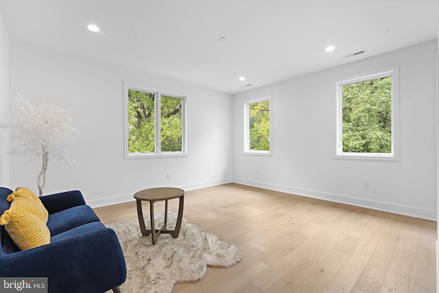 living area with light wood-type flooring