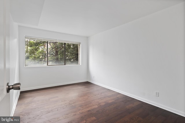 unfurnished room featuring dark wood-type flooring