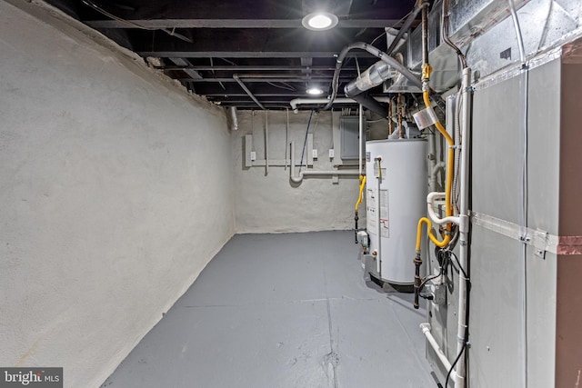 basement with gas water heater