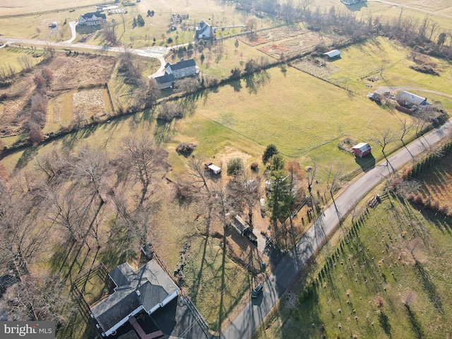 drone / aerial view featuring a rural view