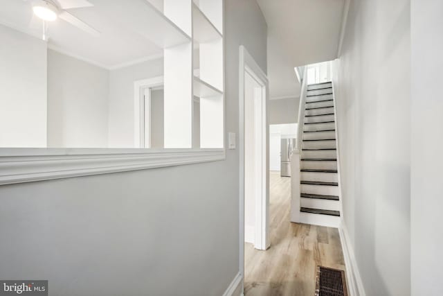 hallway with light hardwood / wood-style flooring