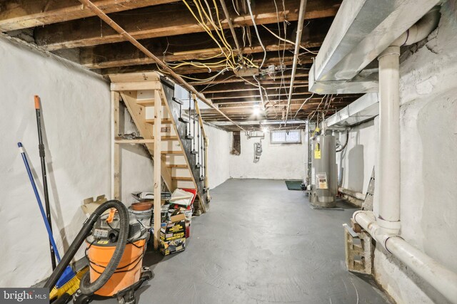 basement with gas water heater