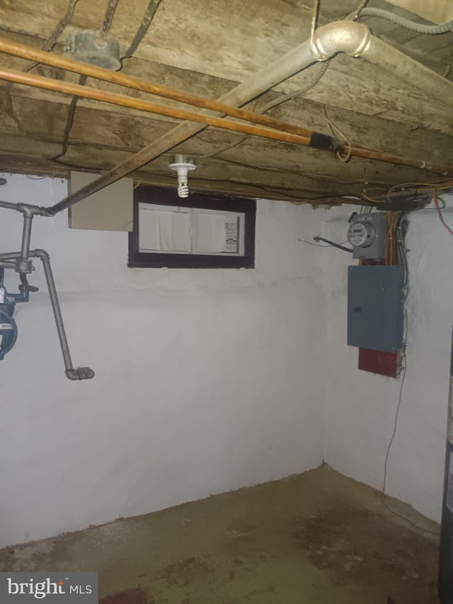 basement with electric panel