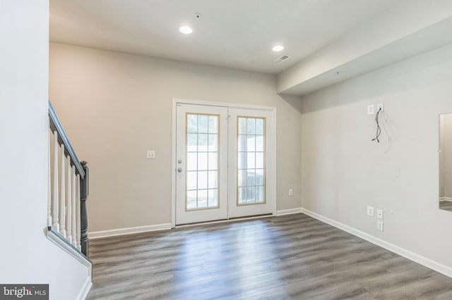 interior space with dark hardwood / wood-style flooring