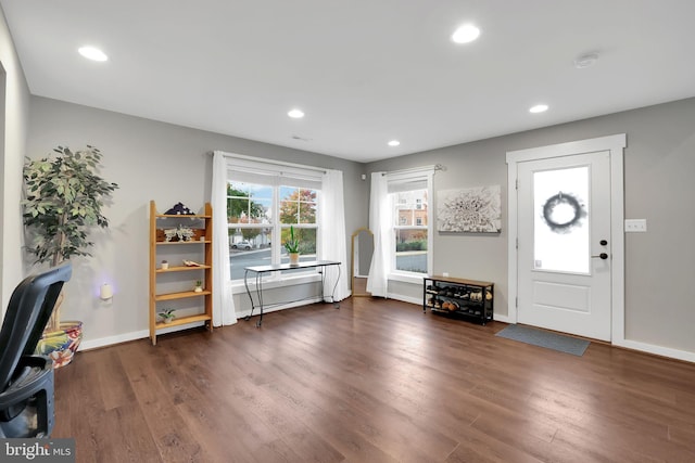 entrance foyer featuring dark hardwood / wood-style flooring