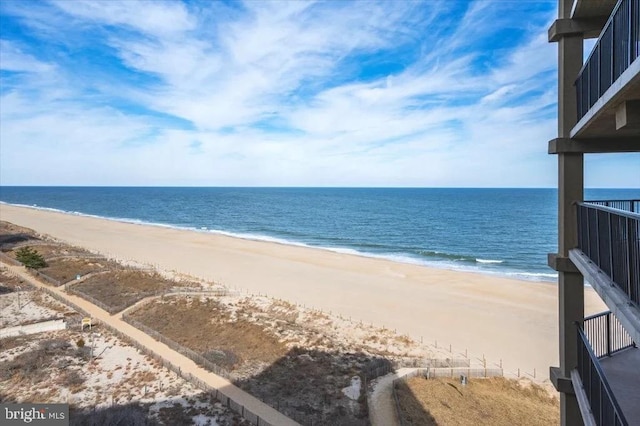 property view of water with a beach view