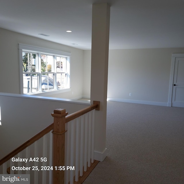 stairway with carpet floors