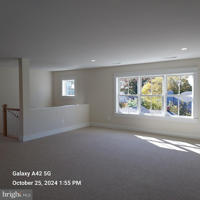 carpeted empty room with a healthy amount of sunlight