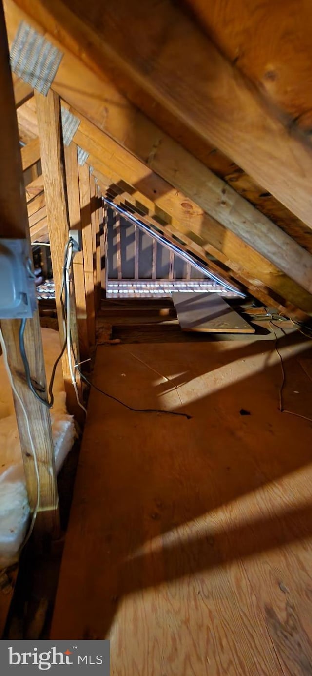 view of unfinished attic