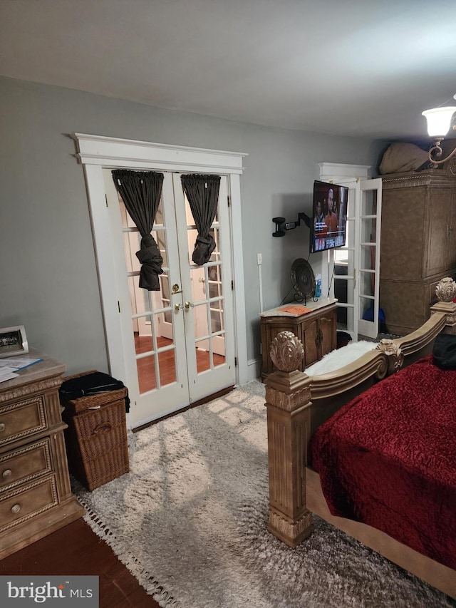 bedroom featuring french doors