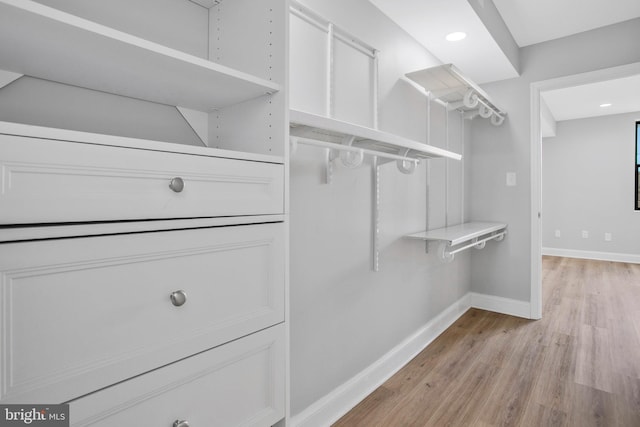 spacious closet with light wood-type flooring