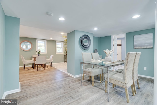 dining area featuring light hardwood / wood-style floors