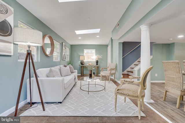 living room with light wood-type flooring